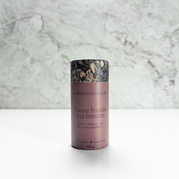 Boite de tisane fruitée aux bleuets de La Maison du Bleuet 50g