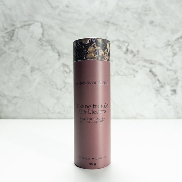 Boite de tisane fruitée aux bleuets de La Maison du Bleuet 95g