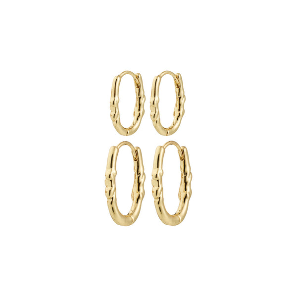 SENSE créoles boucles d’oreilles, ensemble 2 en 1, plaqué or