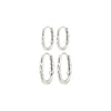 SENSE créoles boucles d’oreilles, ensemble 2 en 1, plaqué argent