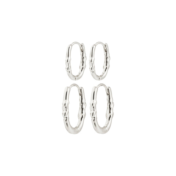 SENSE créoles boucles d’oreilles, ensemble 2 en 1, plaqué argent