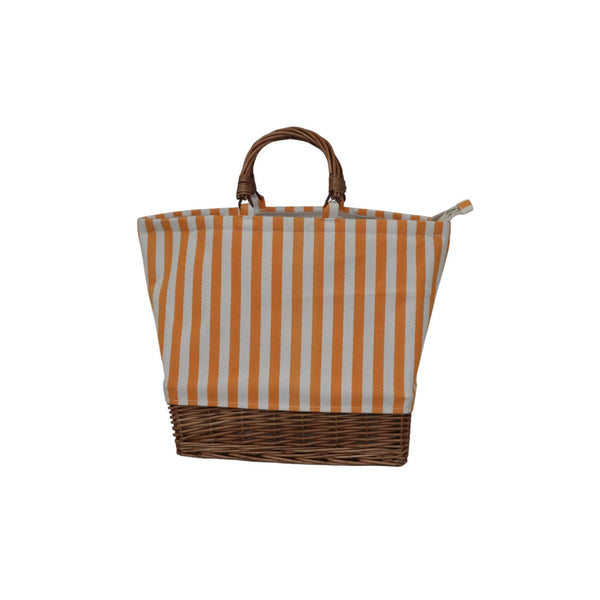 Yellow Wicker Rectangular Base Insulated Picnic Bag