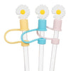 3 pailles jumbo avec embouts marguerite