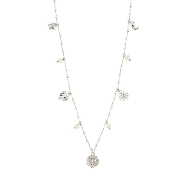 Collier : Mylan : Plaqué argent : Blanc