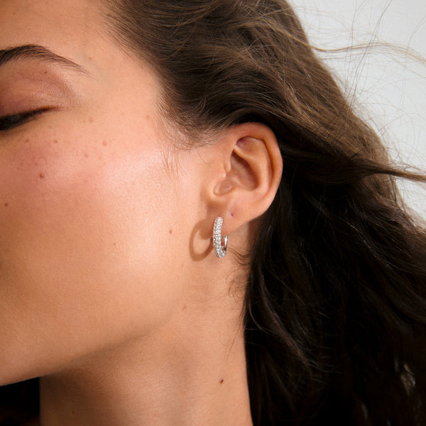 TATUM medium silver-plated hoop earrings