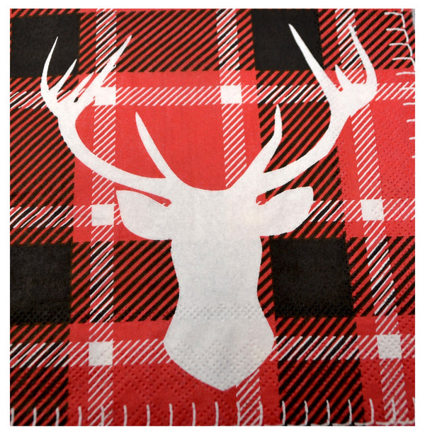 SERVIETTES CERF ET CARREAUX 33 X 33 (12PCS/PACK)