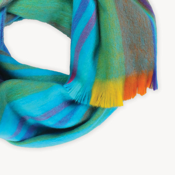 Écharpe Tropical en mélange d’alpaga – Rayures multicolores – Pokoloko