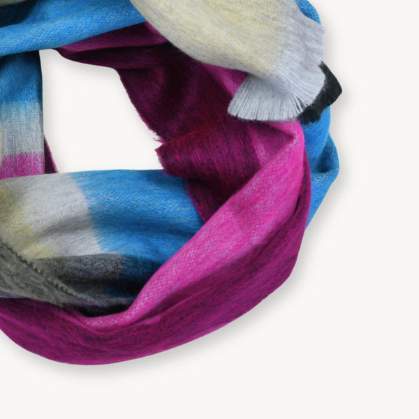 Écharpe Fig en mélange d’alpaga – Rayures multicolores – Pokoloko