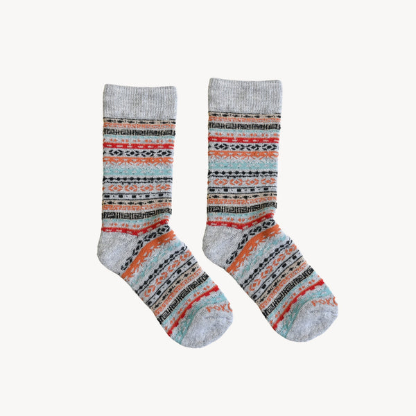 Chaussettes Crew en mélange d’alpaga – Gris multicolore – Pokoloko