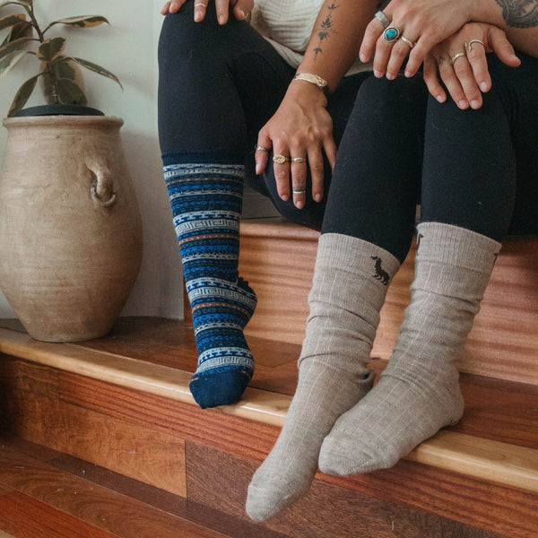 Chaussettes Crew en mélange d’alpaga – Lapis-lazuli – Pokoloko