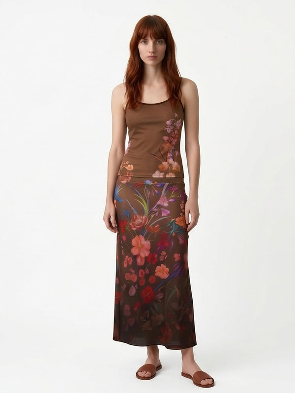 Camisole Morganne chocolat floral