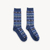 Chaussettes en Alpaga – Motif – Bleu Spatial