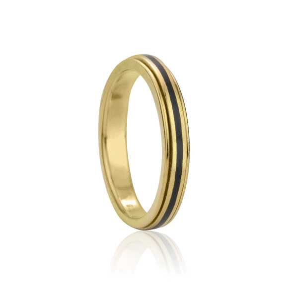 Bague de méditation Shanti – MeditationRings – version en vermeil or jaune et émail noir