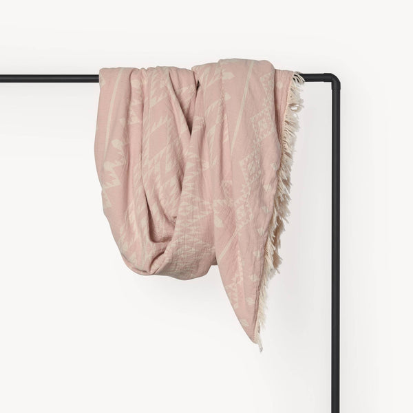 Jeté Atlas doublé en molleton – Rose pastel – Pokoloko