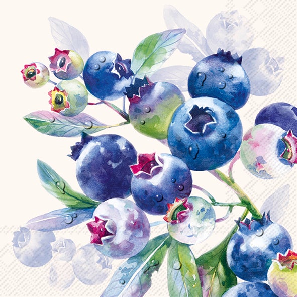 Serviettes de table: Cocktail, crème - Collection Bleuets