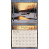 Calendrier mural LANG Horses in the Mist 2027 : page de janvier 2027 et des chevaux dans un paysage hivernal.