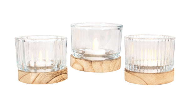 Bougeoir à base de bois pour chandelle t-lite