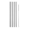 Quatre pailles droites Final Touch en inox de 21,5 cm avec leur brosse de nettoyage.