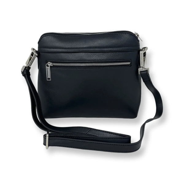 Sac à bandoulière Brigitte en cuir noir – vue arrière