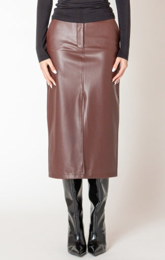 jupe midi en similicuir