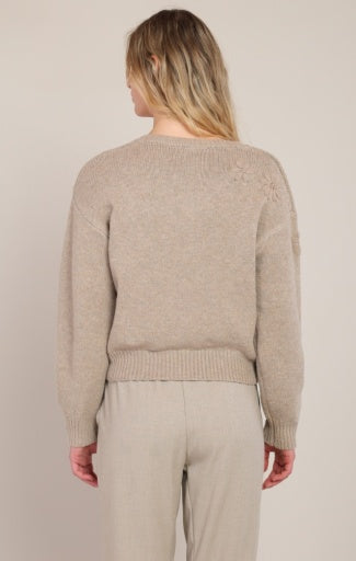 FLOWER EMBROIDERED SWEATER TOP