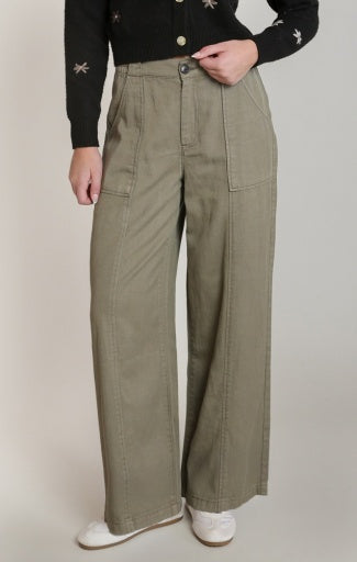 TWILL WIDE LEG PANT