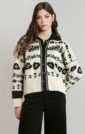 FLOWER JACQUARD CARDIGAN
