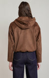 FAUX SUEDE HOODED BOMBER