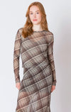 Round neck fishnet top