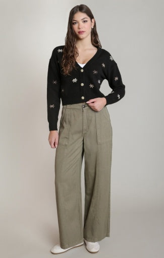TWILL WIDE LEG PANT