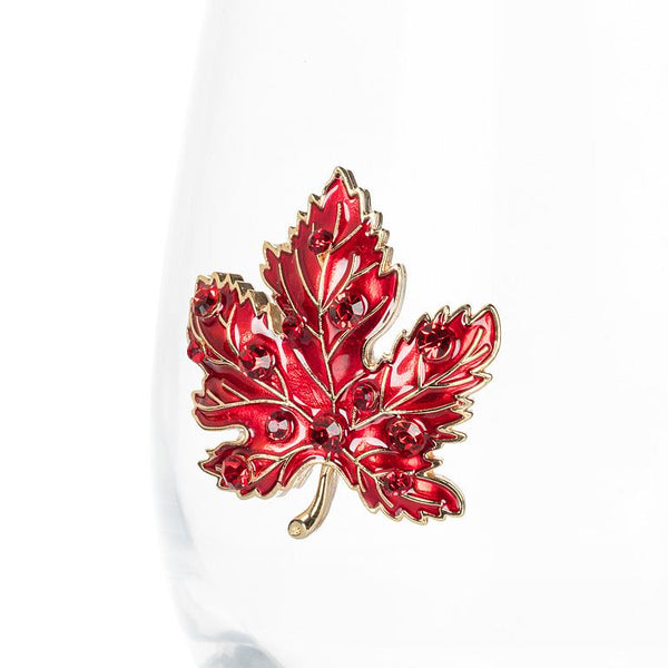 Verre à vin sans pied avec feuille d’érable bijou