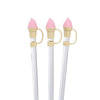 3 pailles jumbo avec embouts cornet de crème glacée