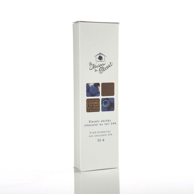 Tablette de bleuets séchés du Lac-Saint-Jean et de chocolat noir français 58% de 50g de La Maison du Bleuet.