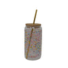 Verre avec couvercle et paille – Fleurs jaunes, 500 ml – vue du produit