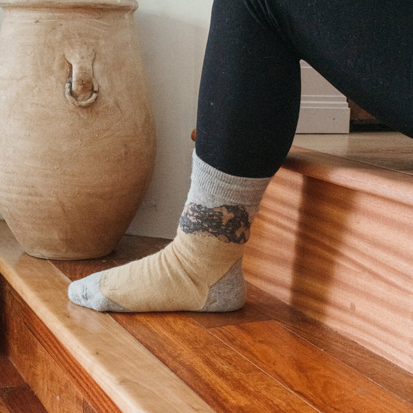 Chaussettes Mountain en mélange d’alpaga – Doré – Pokoloko