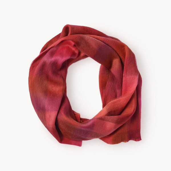Écharpe Claret en mélange d’alpaga – Carreaux – Pokoloko