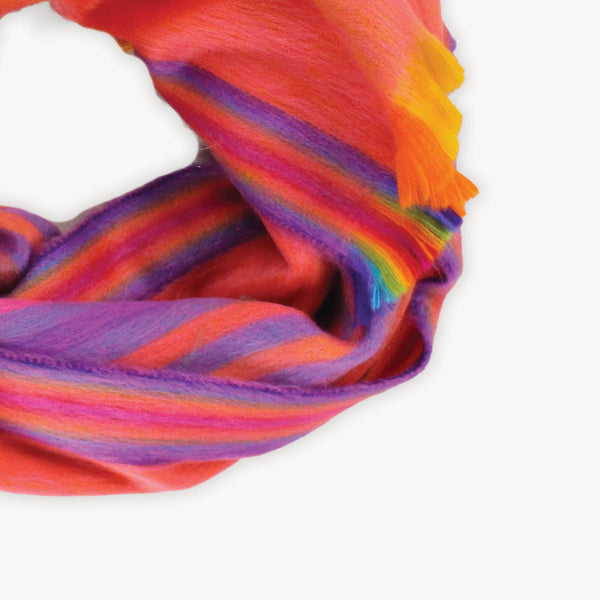 Écharpe Sunset en mélange d’alpaga – Rayures multicolores – Pokoloko