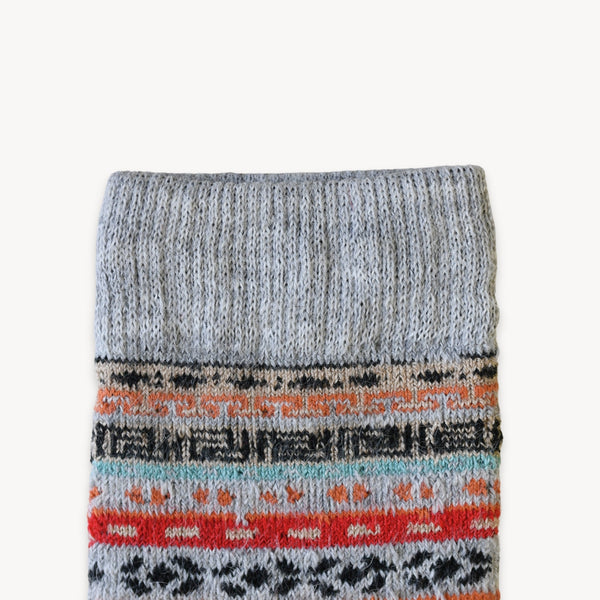 Chaussettes Crew en mélange d’alpaga – Gris multicolore – Pokoloko