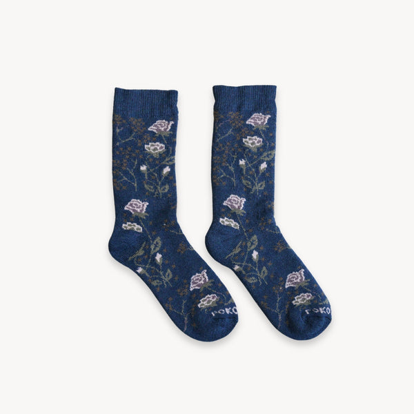 Chaussettes épaisses en mélange d’alpaga – Blue Rose, L/XL – Pokoloko
