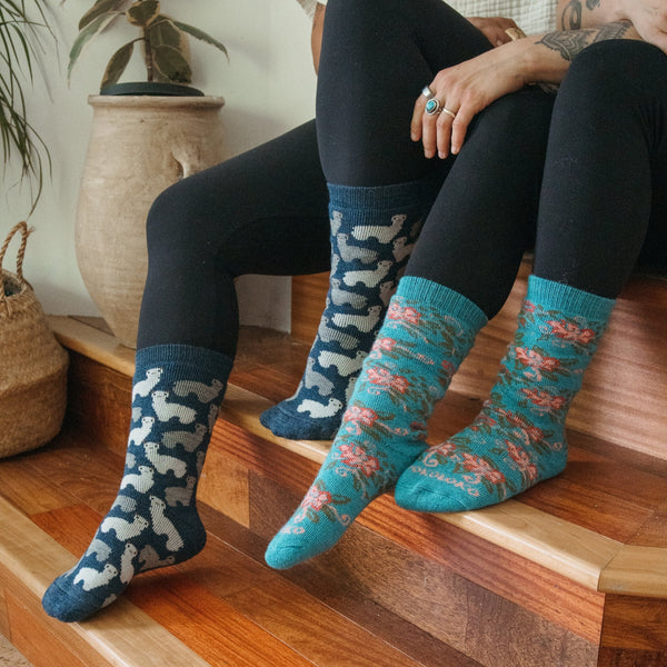 Chaussettes épaisses en mélange d’alpaga – Bouquet – Pokoloko