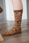 Chaussettes à motifs en mélange d’alpaga – Caramel – Pokoloko