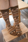 Chaussettes à motifs en mélange d’alpaga – Caramel – Pokoloko