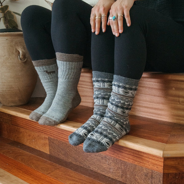 Chaussettes Hiker en mélange d’alpaga – Grège – Pokoloko