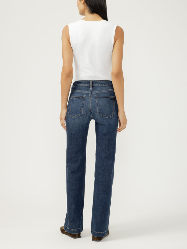 Jean Avery taille haute coupe droite indigo