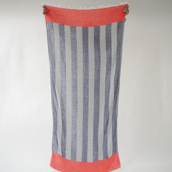Serviette Boardwalk – Vermillon et denim – Pokoloko