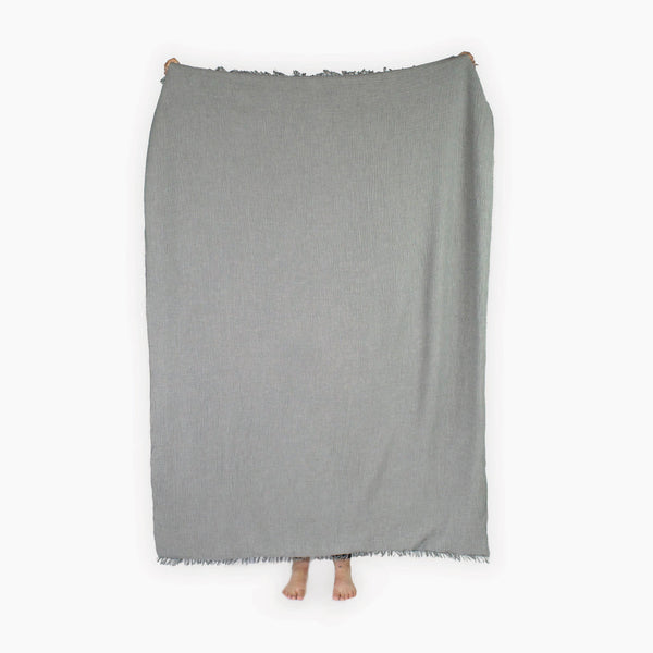 Jeté Crinkle doublé en molleton – Charbon et gris – Pokoloko