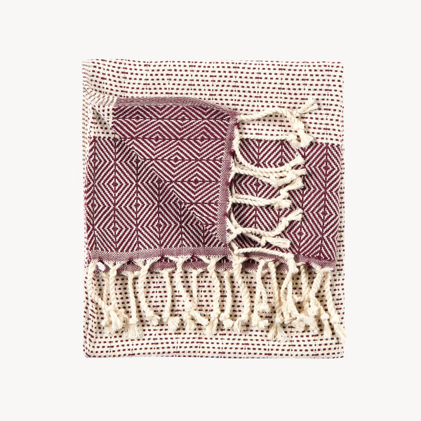 Serviette à mains Lined Diamond – Bordeaux – Pokoloko