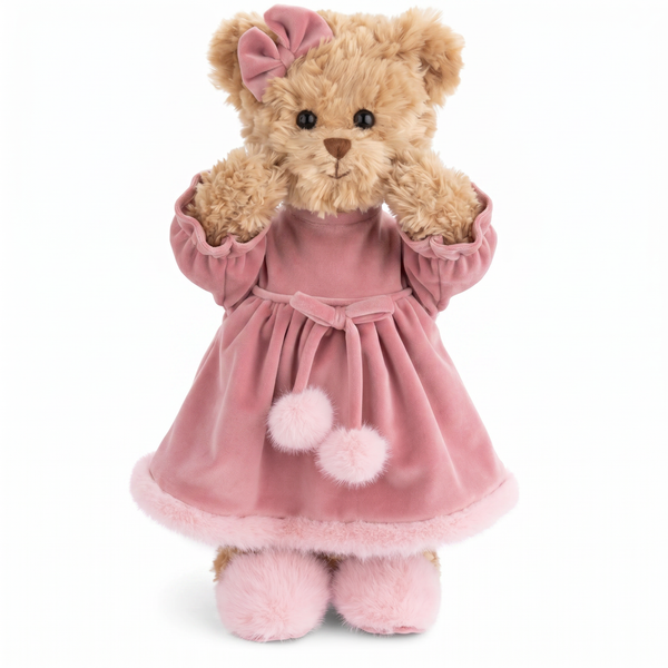 Aiko – Peluche en robe de velours rose de Bukowski Bears