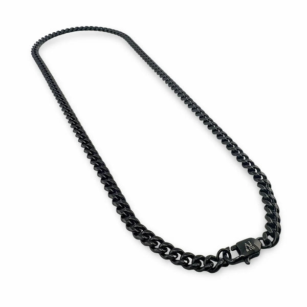 Chaîne Viril Noire Maille Cubaine – 6 mm | 22”