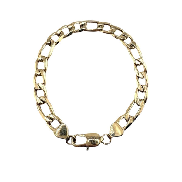 La Maison du Bleuet 8mm gold-plated stainless steel Figaro chain bracelet with a secure lobster clasp